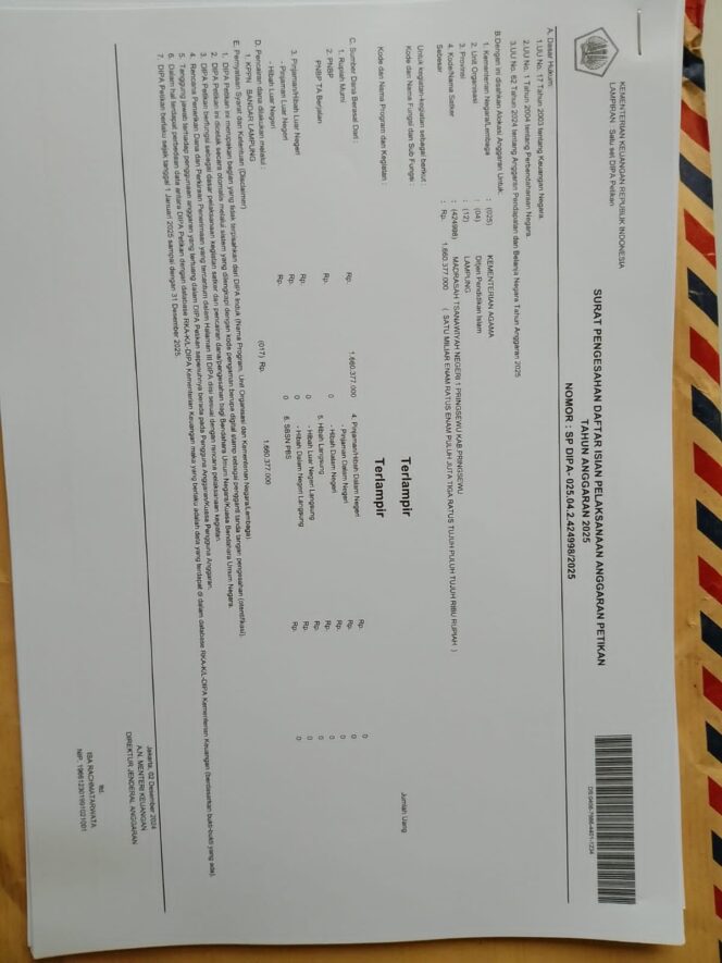 
					LSM Trinusa DPD Lampung Tuntut Klarifikasi MTsN 1 Pringsewu Soal Rencana Anggaran DIPA 2025